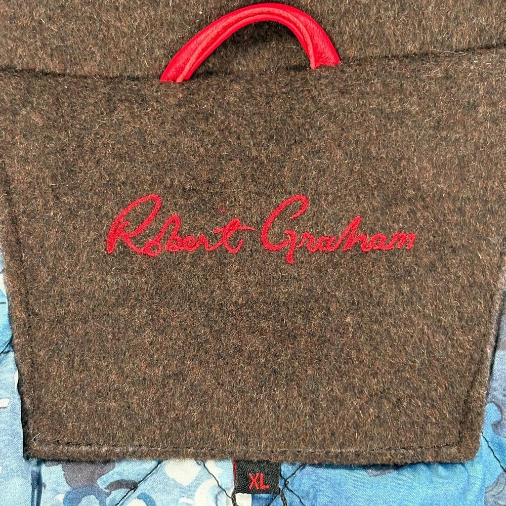 Robert Graham Wool Blend Car Coat Mens XL Brown Floral Lined Stand Collar NWT - Picture 5 of 11